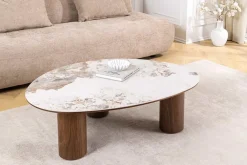 Riess-Ambiente Skandinavisch|Couchtische & Truhen > Stilvoller Couchtisch ORGANIKO 110cm weiß braun Walnuss Pandora Keramik