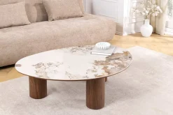 Riess-Ambiente Skandinavisch|Couchtische & Truhen > Stilvoller Couchtisch ORGANIKO 110cm weiß braun Walnuss Pandora Keramik