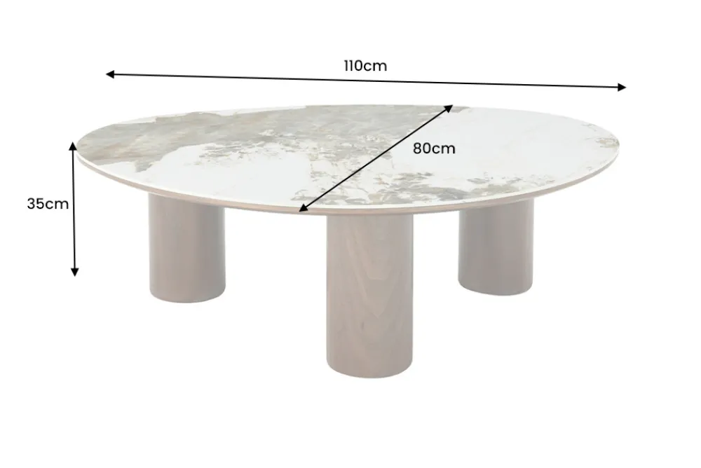 Riess-Ambiente Skandinavisch|Couchtische & Truhen > Stilvoller Couchtisch ORGANIKO 110cm weiß braun Walnuss Pandora Keramik