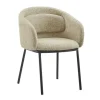 Riess-Ambiente Skandinavisch|Stühle > Stilvoller Design Stuhl FLORENZ beige braun Strukturstoff schwarz Metall mit Armlehne