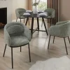 Riess-Ambiente Skandinavisch|Stühle > Stilvoller Design Stuhl FLORENZ grün-beige Strukturstoff schwarz Metall mit Armlehne