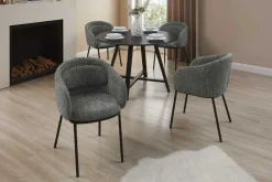 Riess-Ambiente Stühle > Stilvoller Design Stuhl FLORENZ granitgrau Strukturstoff schwarz Metall mit Armlehne