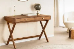 Riess-Ambiente Konsolentische > Stilvoller Konsolentisch SECRETARIO 110cm braun Akazie gold mit Schubladen