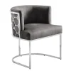 Riess-Ambiente Stühle|Samt Möbel > Stilvoller Stuhl ELEGANCE grau Samt silber Edelstahl mit Armlehne