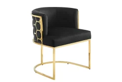 Riess-Ambiente Goldene Möbel|Stühle > Stilvoller Stuhl ELEGANCE schwarz Samt gold Edelstahl mit Armlehne