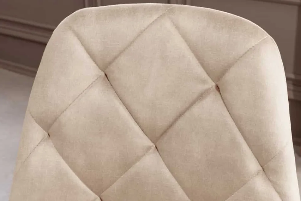 Riess-Ambiente Stühle > Stilvoller Stuhl GLAMM champagner beige Samt mit Rauten-Steppung schwarz Metall