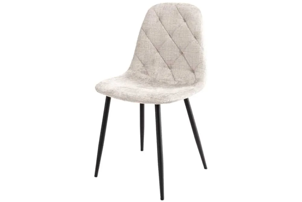 Riess-Ambiente Stühle > Stilvoller Stuhl GLAMM champagner beige Chenille Cremona mit Rauten-Steppung schwarz Metall