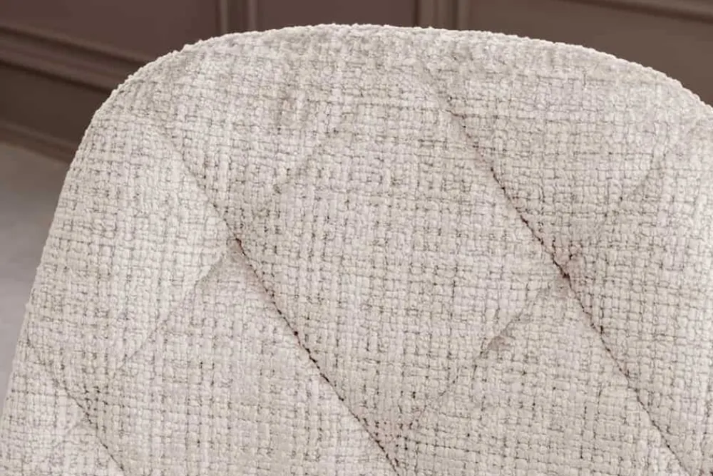 Riess-Ambiente Stühle > Stilvoller Stuhl GLAMM champagner beige Chenille Cremona mit Rauten-Steppung schwarz Metall