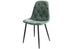 Riess-Ambiente Stühle > Stilvoller Stuhl GLAMM grün Chenille Cremona mit Rauten-Steppung schwarze Metallbeine