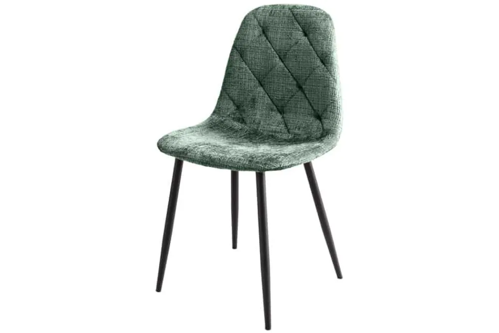 Riess-Ambiente Stühle > Stilvoller Stuhl GLAMM grün Chenille Cremona mit Rauten-Steppung schwarze Metallbeine