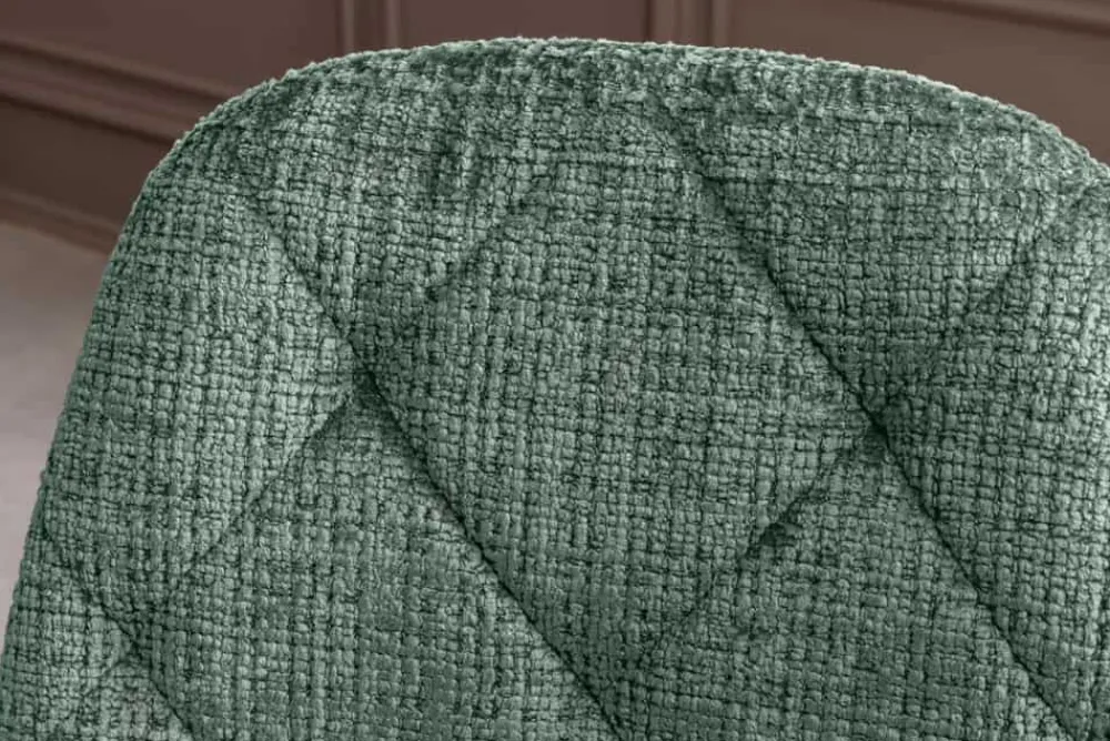 Riess-Ambiente Stühle > Stilvoller Stuhl GLAMM grün Chenille Cremona mit Rauten-Steppung schwarze Metallbeine