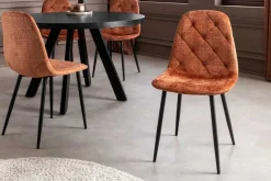 Riess-Ambiente Stühle > Stilvoller Stuhl GLAMM rost braun Chenille Cremona Rauten-Steppung schwarz Metall