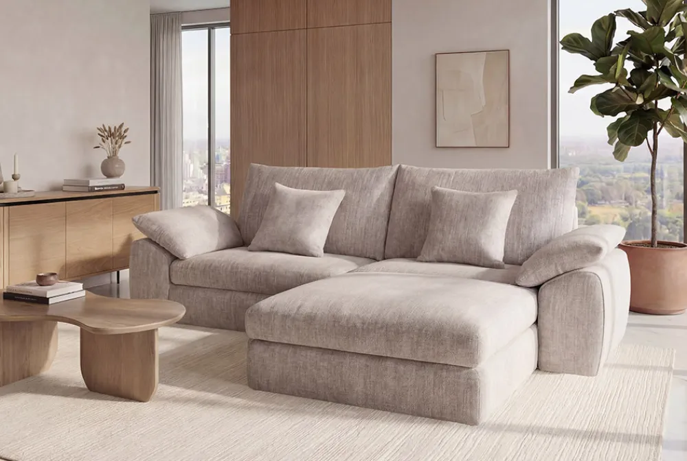 Riess-Ambiente 3-Sitzer Sofa > Stilvolles Big Sofa SOHO 260cm beige Chenille 4-Sitzer Couch mit Wellenunterfederung