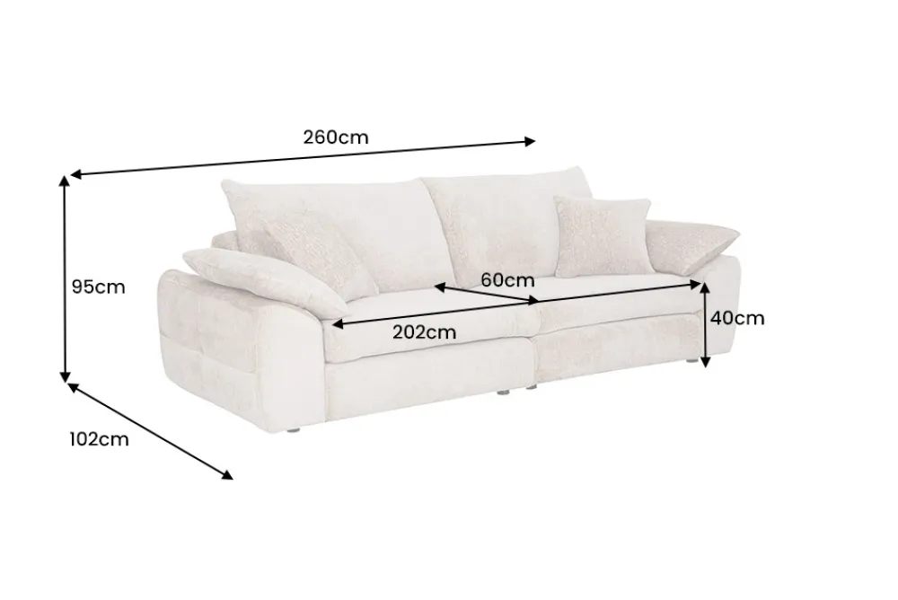 Riess-Ambiente 3-Sitzer Sofa > Stilvolles Big Sofa SOHO 260cm beige Chenille 4-Sitzer Couch mit Wellenunterfederung