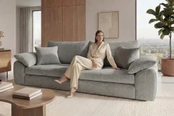 Riess-Ambiente 3-Sitzer Sofa > Stilvolles Big Sofa SOHO 260cm grau Chenille 4-Sitzer Couch mit Wellenunterfederung