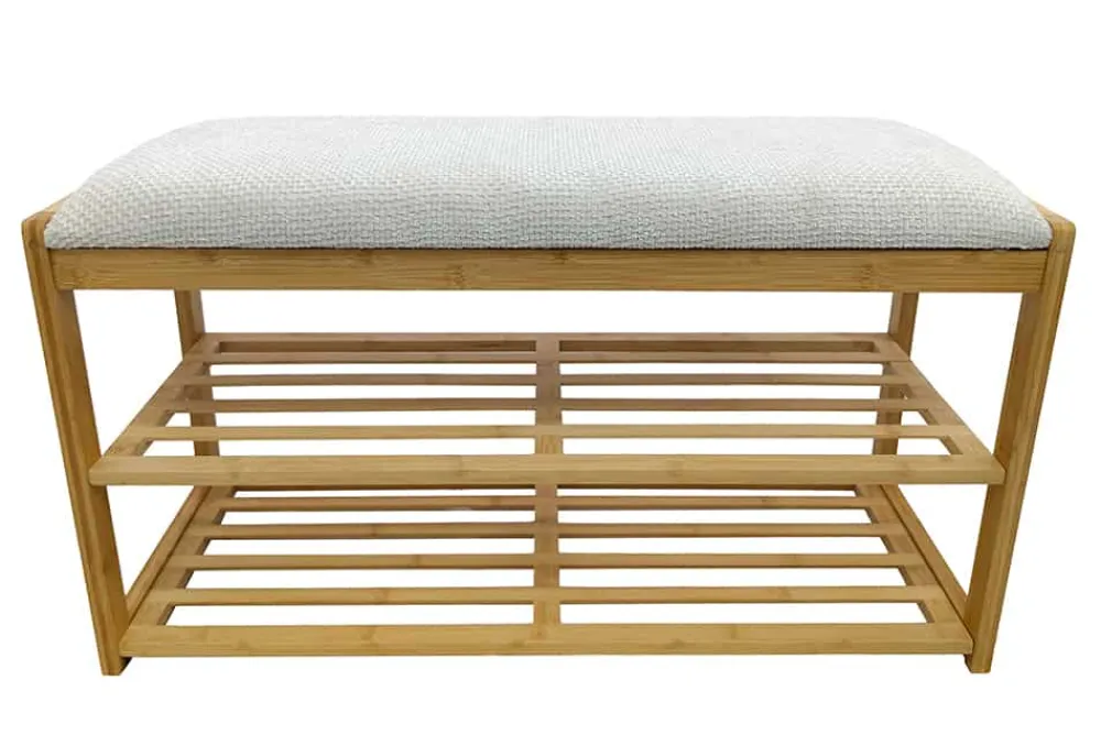 Riess-Ambiente Mehr...|Sitzbänke > Stilvolle Schuhbank ZEN-BO 80cm natur beige Bambus Regal Sitzbank mit Stauraum