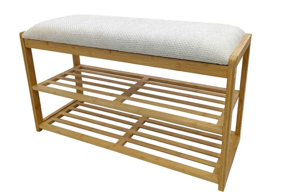 Riess-Ambiente Mehr...|Sitzbänke > Stilvolle Schuhbank ZEN-BO 80cm natur beige Bambus Regal Sitzbank mit Stauraum
