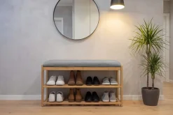 Riess-Ambiente Mehr...|Sitzbänke > Stilvolle Schuhbank ZEN-BO 80cm natur grau Bambus Regal Sitzbank mit Stauraum