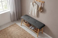 Riess-Ambiente Mehr...|Sitzbänke > Stilvolle Schuhbank ZEN-BO 90cm natur grau Bambus Regal Sitzbank mit Stauraum