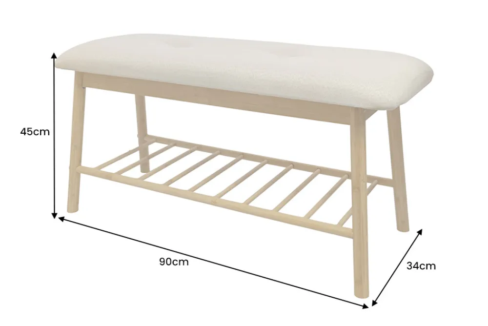 Riess-Ambiente Mehr...|Sitzbänke > Stilvolle Schuhbank ZEN-BO 90cm natur grau Bambus Regal Sitzbank mit Stauraum