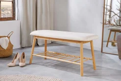 Riess-Ambiente Mehr...|Sitzbänke > Stilvolle Schuhbank ZEN-BO 90cm natur beige Bambus Regal Sitzbank mit Stauraum