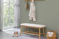 Riess-Ambiente Mehr...|Sitzbänke > Stilvolle Schuhbank ZEN-BO 90cm natur beige Bambus Regal Sitzbank mit Stauraum