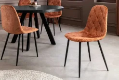 Riess-Ambiente Stühle > Stilvolles 2er-Set Stühle GLAMM rost braun Chenille Cremona schwarze Metallbeine