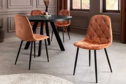 Riess-Ambiente Stühle > Stilvolles 2er-Set Stühle GLAMM rost braun Chenille Cremona schwarze Metallbeine