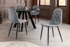 Riess-Ambiente Stühle > Stilvolles 2er-Set Stühle GLAMM grau Chenille Cremona schwarze Metallbeine