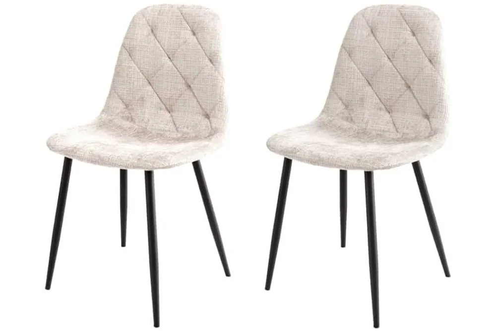 Riess-Ambiente Stühle > Stilvolles 2er-Set Stühle GLAMM champagner beige Chenille Cremona schwarze Metallbeine