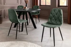 Riess-Ambiente Stühle|Samt Möbel > Stilvolles 2er-Set Stühle GLAMM grün Samt schwarze Metallbeine