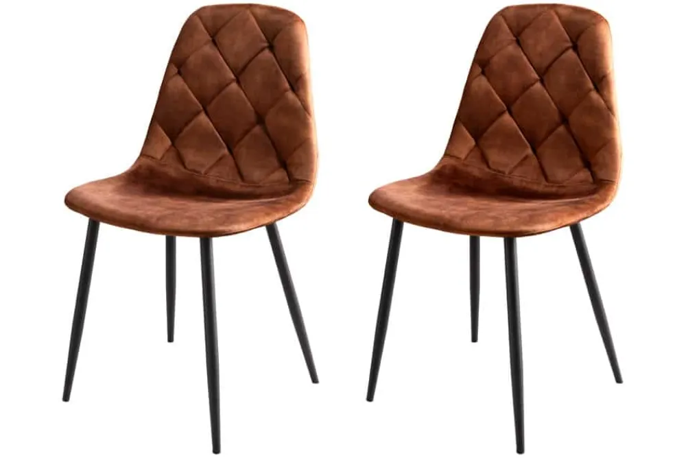 Riess-Ambiente Stühle|Samt Möbel > Stilvolles 2er-Set Stühle GLAMM braun Samt schwarze Metallbeine