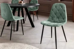 Riess-Ambiente Stühle > Stilvolles 2er-Set Stühle GLAMM grün Chenille Cremona schwarze Metallbeine