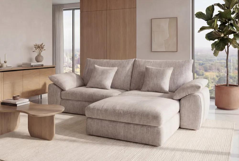 Riess-Ambiente Skandinavisch|3-Sitzer Sofa > Stilvolles Sofa SOHO 225cm beige Chenille 3-Sitzer Couch mit Wellenunterfederung