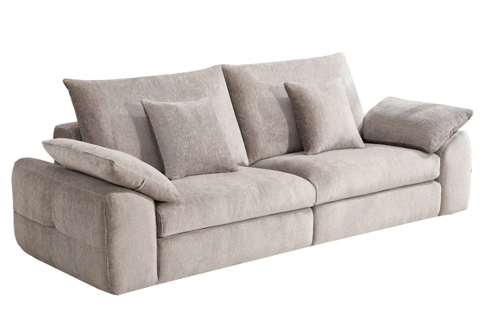 Riess-Ambiente Skandinavisch|3-Sitzer Sofa > Stilvolles Sofa SOHO 225cm beige Chenille 3-Sitzer Couch mit Wellenunterfederung