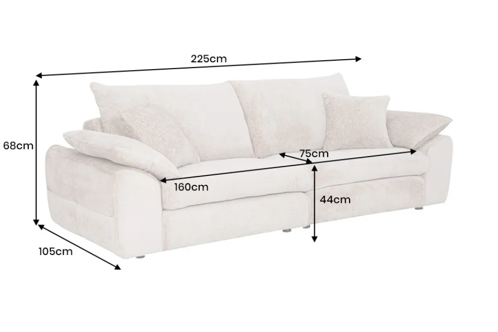 Riess-Ambiente Skandinavisch|3-Sitzer Sofa > Stilvolles Sofa SOHO 225cm beige Chenille 3-Sitzer Couch mit Wellenunterfederung