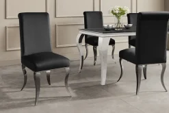 Riess-Ambiente Stühle > Stuhl MODERN BAROCK DELUXE schwarz Samt mit silbernen Edelstahlbeinen