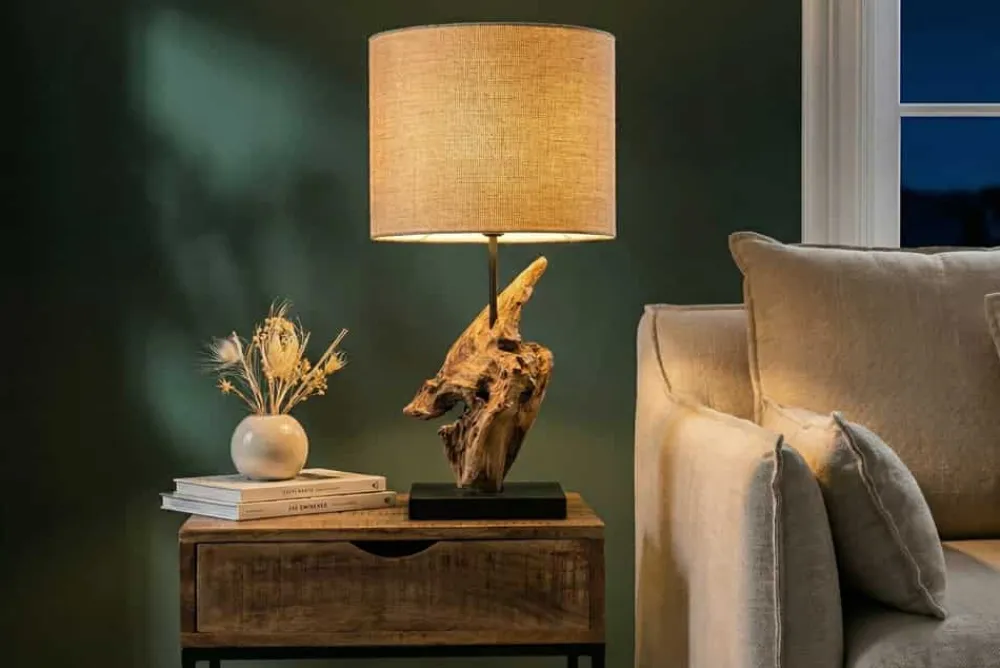Riess-Ambiente Mehr...|Mehr... > Treibholz Tischlampe HYPNOTIC 60cm natur Leinen-Schirm