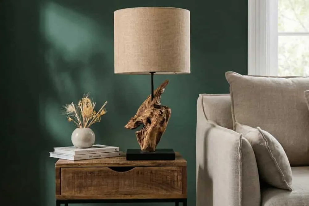 Riess-Ambiente Mehr...|Mehr... > Treibholz Tischlampe HYPNOTIC 60cm natur Leinen-Schirm