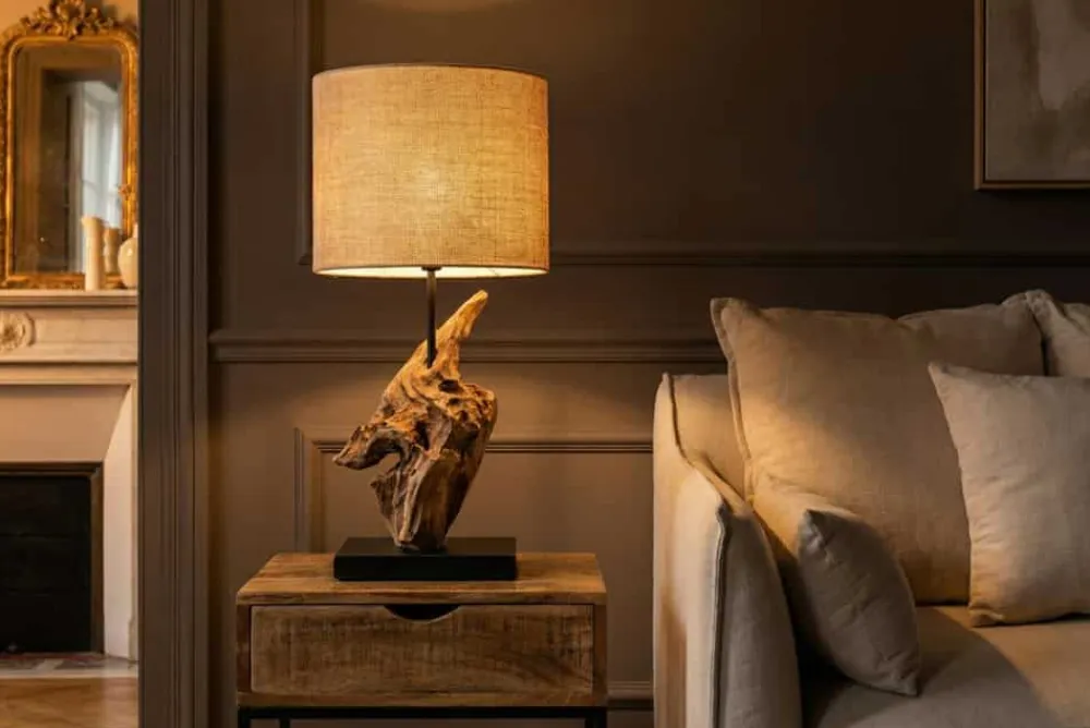 Riess-Ambiente Mehr...|Mehr... > Treibholz Tischlampe HYPNOTIC 60cm natur Leinen-Schirm