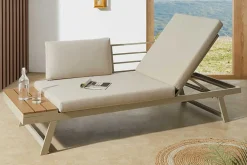 Riess-Ambiente Sitzgruppen|Sitzbänke > Verstellbare Gartenlounge MODULAR MIAMI 230cm champagner greige Gartensofa oder Gartenliege