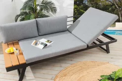 Riess-Ambiente Sitzbänke|Gartenbänke > Verstellbare Gartenlounge MODULAR MIAMI 230cm grau natur anthrazit Gartensofa oder Gartenliege
