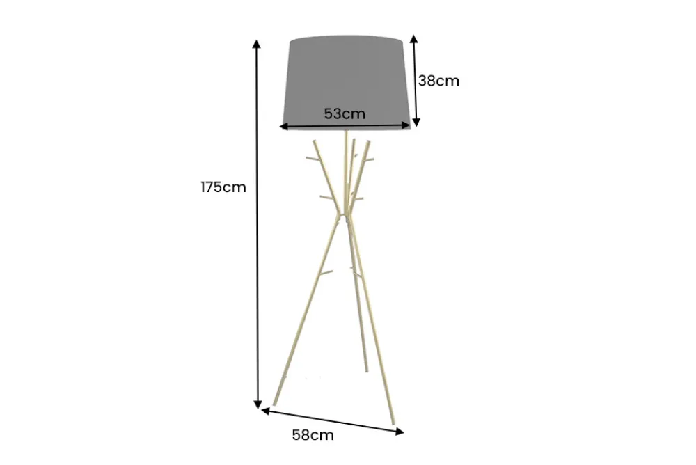 Riess-Ambiente Goldene Möbel|Stehleuchten > Vielseitige Stehlampe WARDROBE 175cm gold schwarz Garderobe mit Stoffschirm Metall