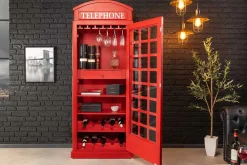 Riess-Ambiente Barschränke > Vintage Barschrank TELEPHONE 200cm rot Mangoholz massiv englische Telefonzelle Vitrine