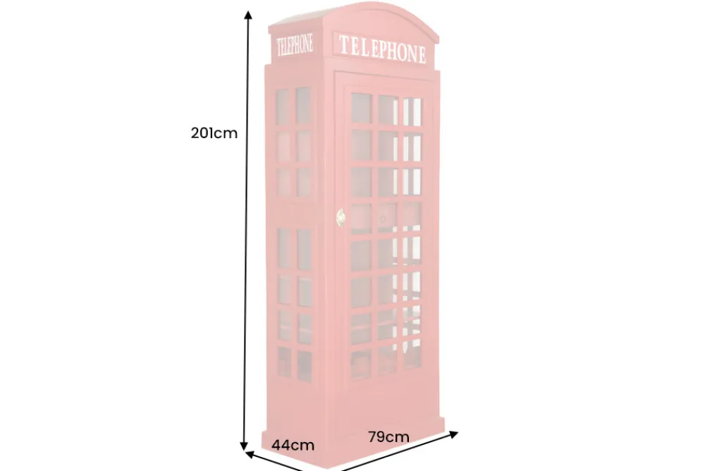 Riess-Ambiente Barschränke > Vintage Barschrank TELEPHONE 200cm rot Mangoholz massiv englische Telefonzelle Vitrine