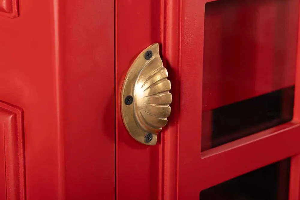 Riess-Ambiente Barschränke > Vintage Barschrank TELEPHONE 200cm rot Mangoholz massiv englische Telefonzelle Vitrine