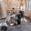 Riess-Ambiente Konsolentische|Industrial Loft > Vintage Bartisch UPCYCLING SCOOTER 120cm silber Mangoholz rund handmade