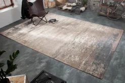 Riess-Ambiente Teppiche > Vintage Baumwoll-Teppich MODERN ART 350x240cm grau beige verwaschen Used Look