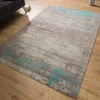 Riess-Ambiente Teppiche > Vintage Baumwoll-Teppich MODERN ART 240x160cm greige türkis verwaschen Used Look