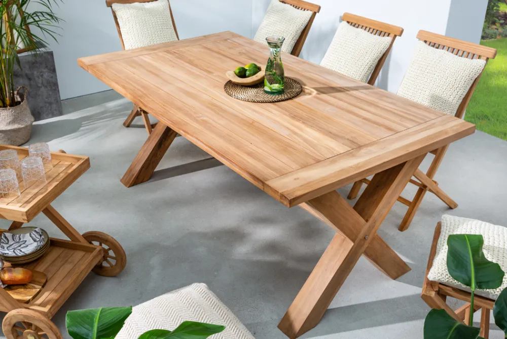 Riess-Ambiente Mehr...|Massivholz Gartenmöbel > Wetterfester Gartentisch EMPIRE TEAK 180cm Teak Massivholz Outdoor Esstisch